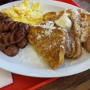 Mmm chicken apple sausage eggs and french toast