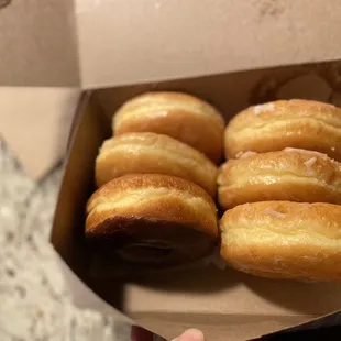 Half a dozen of donuts- glazed and a chocolate