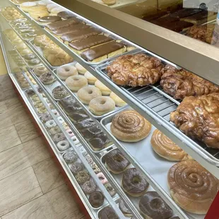 a display case full of donuts