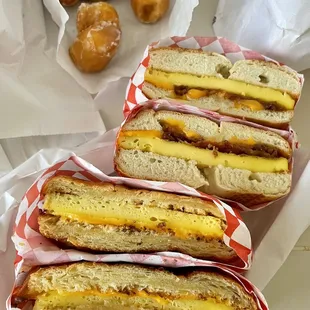 Egg and Cheese Sandwich and Bacon, Egg and Cheese Sandwich and Donut Holes
