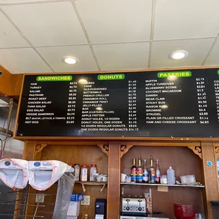 the menu of the restaurant