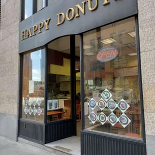 the front of a donut shop