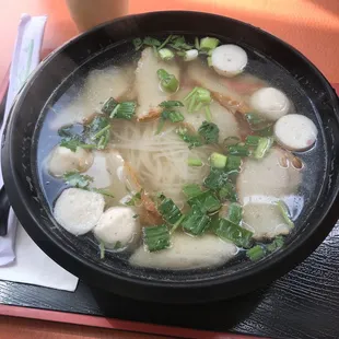 a bowl of soup on a table