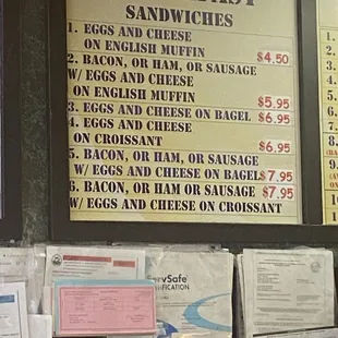 Breakfast Sandwich Menu