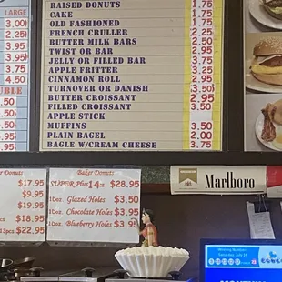 Menu baked goods