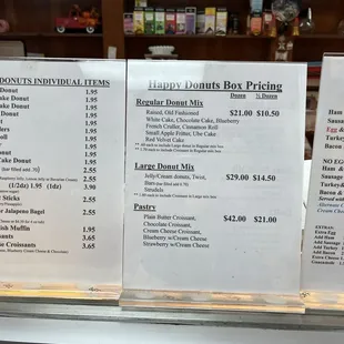 Donut menu prices