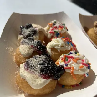 Blueberry cheesecake and Birthday Loaded Mini-Donuts