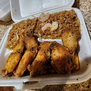 The honey lemon pepper wings and fried rice was pretty good..