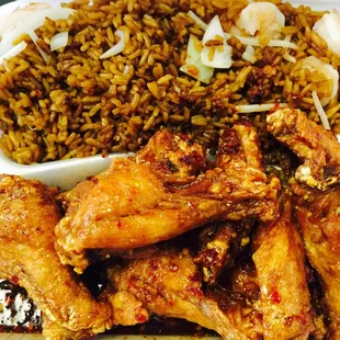 10 wings with chicken fried rice - $7.75