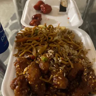 Garlic chicken &amp; pork fried rice