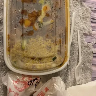 a plastic container filled with food