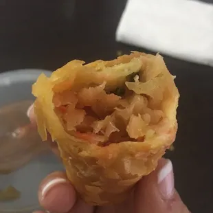 Not much going on inside the egg roll.
