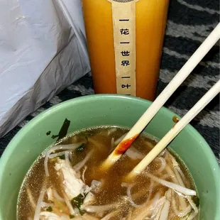 #19 Chicken Noodle Pho, Thai Tea