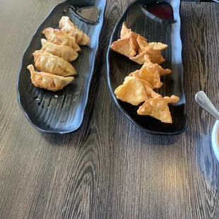 Crab Rangoon and potstickers