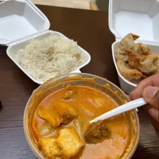 a bowl of curry and rice