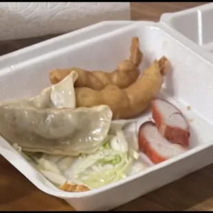 Crappy shrimp old dry bbq pork and terrible potstickers