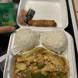 My lunch plate for less than $9.00. Soda included.