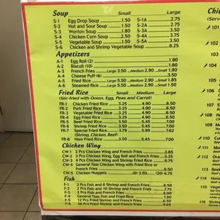 menu