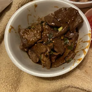 Mongolian Beef. Way too salty