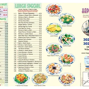 the menu for the restaurant