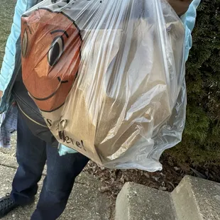 Nasty vegetable fried rice going into the garbage can where it is right at home.