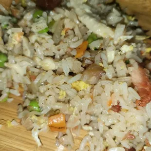 a plate of rice and vegetables