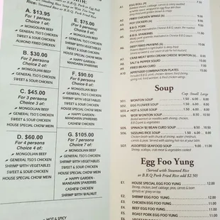 Menu as of June 2021