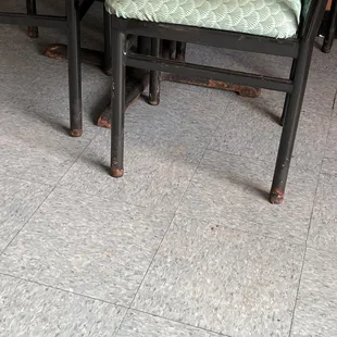 As all the tables are, covered in rust.