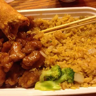 General Tso's chicken, froed rice and egg roll all really tasty
