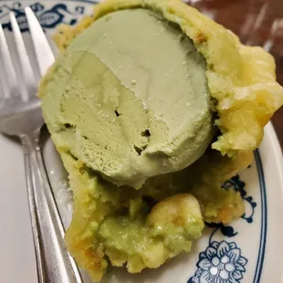 Deep fried green tea ice cream