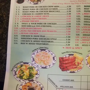 a menu for lunch at the lunch spot