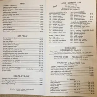 Takeout menu