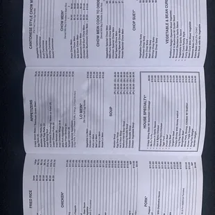 a close up of a menu