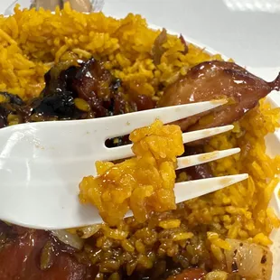 Fried rice is full of clumps of old rice that tastes like a refrigerator liner.