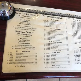 menu
