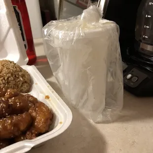 Sesame chicken is a little sweeter than I normally like but still great food. Huge cup of soup