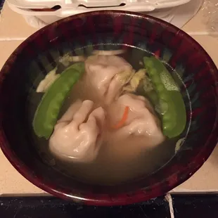 3wontons in the soup! my bowl oh yeah! Ps this is a small
