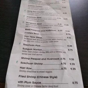 menu