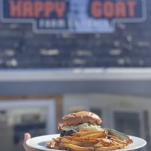 a person holding a plate of food