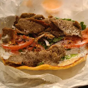 Beef and lamb gyro pita. It was full of meat and I was very surprised by the size of it overall.