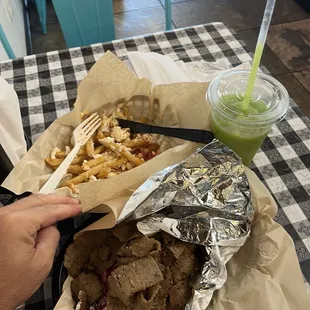 Greek fries Greek Gyro Pita Mint Lemonade