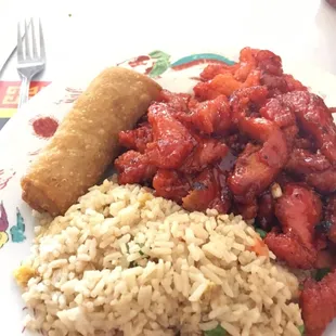 General tso chicken, a bit too sweet for me.