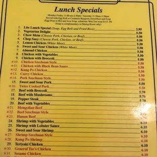 Lunch Specials