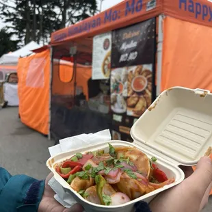 Chili momo (steamed, with chicken)