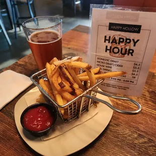 Happy hour fries and Mac and Jack's