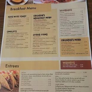 breakfast menu
