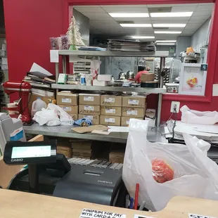 a cash register and counter