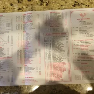 Menu inside