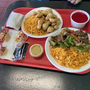 Hot and spicy beef and sweet and sour pork