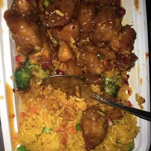 Orange chicken and fried rice